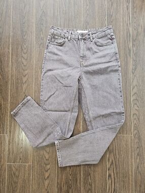 Topshop High-Rise Acid-Wash Red Tinted Mom Jeans Size 28